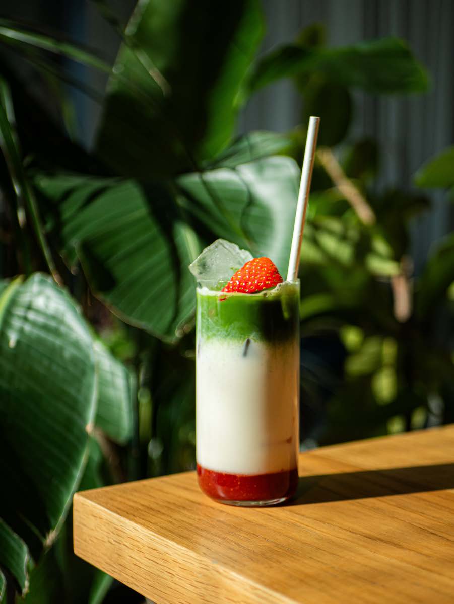 Salted strawberry matcha